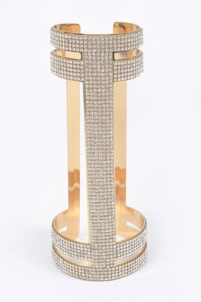 Fashnzfab Metal Cuff Bracelet Sleek Minimal Style In Gold