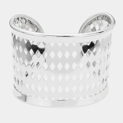 Fashnzfab Metal Cut Out Detailed Split Cuff Bracelet Rhodium In Multi