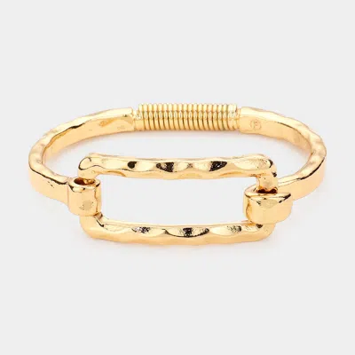 Fashnzfab Metal Cut Out Rectangle Hook Bracelet Gold