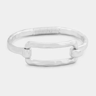 Fashnzfab Metal Cut Out Rectangle Hook Bracelet Worn Silver In Multi