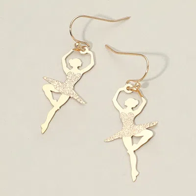 Fashnzfab Metal Cutout Ballerina Silhouette Dangle Earrings In Gold