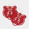 Fashnzfab Metal Cutout Bear Dangle Earrings In Red