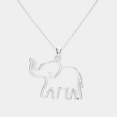 Fashnzfab Metal Cutout Elephant Pendant Necklace - Silver