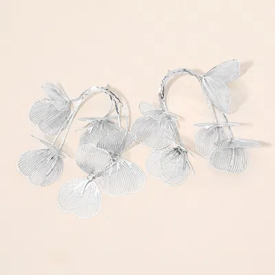 Fashnzfab Metal Cutout Floral Wire Drop Earrings In Silver