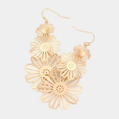 Fashnzfab Metal Cutout Flower Link Dropdown Earrings In Gold