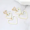 Fashnzfab Metal Cutout Heart Link Dropdown Dangle Earrings In Gold