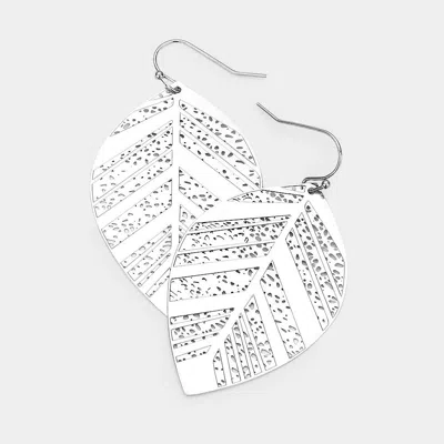 Fashnzfab Metal Cutout Leaf Dangle Earrings In Multi