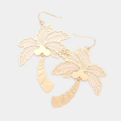 Fashnzfab Metal Cutout Palm Tree Dangle Earrings In Gold