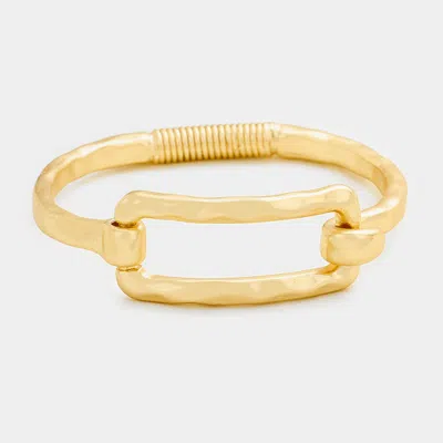 Fashnzfab Metal Cutout Rectangle Hook Bracelet - Worn Gold In Multi