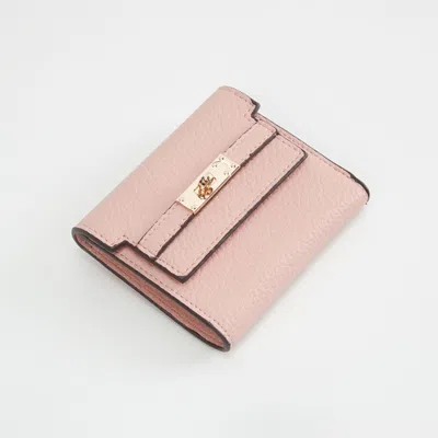 Fashnzfab Metal Deco Accent Faux Leather Compact Fold Wallet In Pink