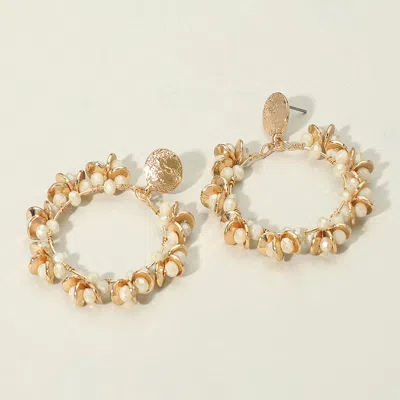 Fashnzfab Metal Disc Faceted Beaded Open Ring Dangle Earrings In Multi