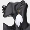 Fashnzfab Metal Disc Feather Link Dangle Earrings In White