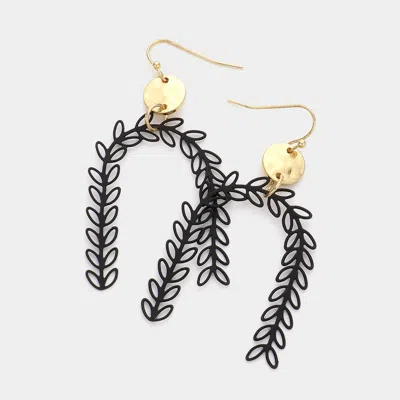 Fashnzfab Metal Disc Sprout Cluster Colored Arch Dangle Earrings In Black