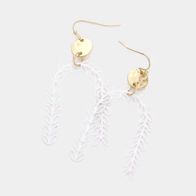 Fashnzfab Metal Disc Sprout Cluster Colored Arch Dangle Earrings In White