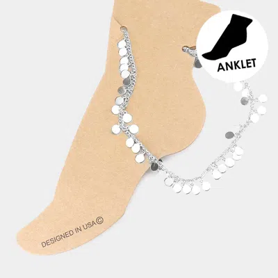 Fashnzfab Metal Disc Station Anklet In Metallic
