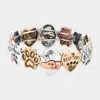 Fashnzfab Metal Dog Paw Best Friend Message Heart Stretch Bracelet Three Tone In Multi