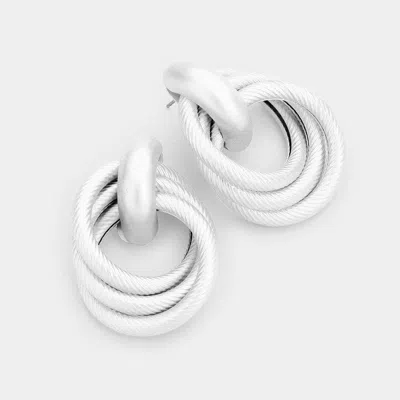 Fashnzfab Metal Door Knocker Earrings In Silver
