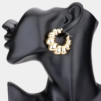Fashnzfab Metal Door Knocker Pin Catch Earrings - Gold
