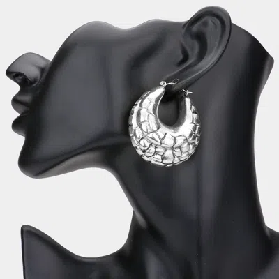 Fashnzfab Metal Door Knocker Pin Catch Earrings In Silver