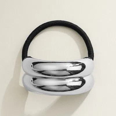 Fashnzfab Metal Double Bar Pointed Hair Band In Black