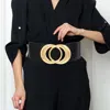 Fashnzfab Metal Double O Buckle Elastic Belt In Gold