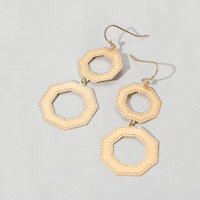 Fashnzfab Metal Double Octagon Link Drop Dangle Earrings In Gold