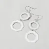 Fashnzfab Metal Double Octagon Link Drop Dangle Earrings In Silver
