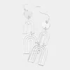 Fashnzfab Metal Double Rainbow Link Dangle Earrings - Rhodium In Multi
