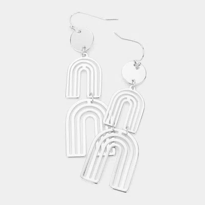 Fashnzfab Metal Double Rainbow Link Dangle Earrings - Rhodium In Multi