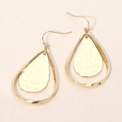 Fashnzfab Metal Double Teardrop Drop Earrings In Gold