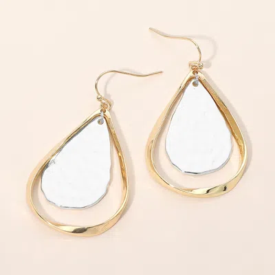 Fashnzfab Metal Double Teardrop Drop Earrings In Multi