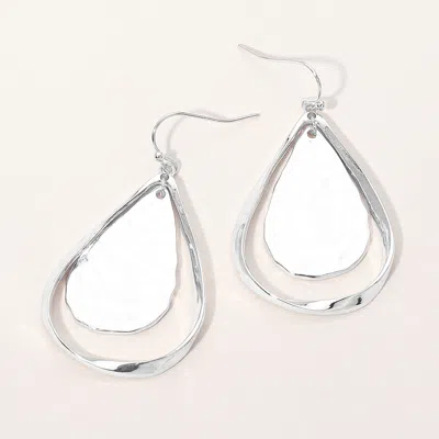 Fashnzfab Metal Double Teardrop Drop Earrings In Silver