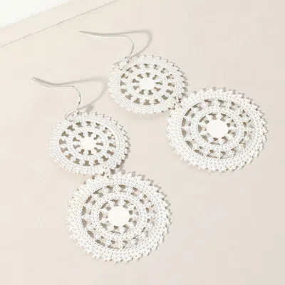Fashnzfab Metal Double Wheel Drop Filigree Earrings In Silver