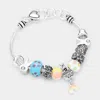 Fashnzfab Metal Easter Bunny Enamel Egg Rainbow Multi Bead Charm Bracelet In Multi
