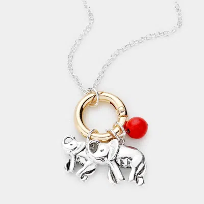 Fashnzfab Metal Elephant Bead Ball Pendant Necklace In Multi