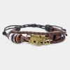 Fashnzfab Metal Elephant Multi-tier Faux Leather Adjustable Cinch Pull Tie Bracelet Multi In Multi