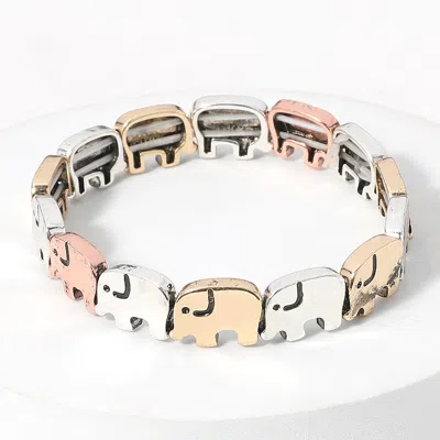 Fashnzfab Metal Elephant Stretch Bracelet In Multi
