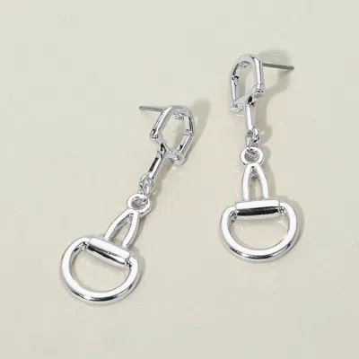 Fashnzfab Metal Equestrian Horsebit Link Drop Earrings In Metallic