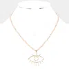 Fashnzfab Metal Evil Eye Pendant Faceted Beaded Necklace In Multi