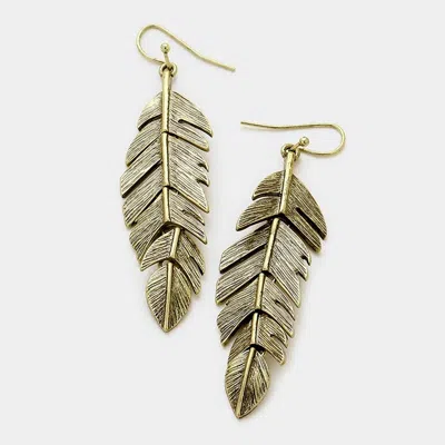Fashnzfab Metal Feather Earrings In Multi