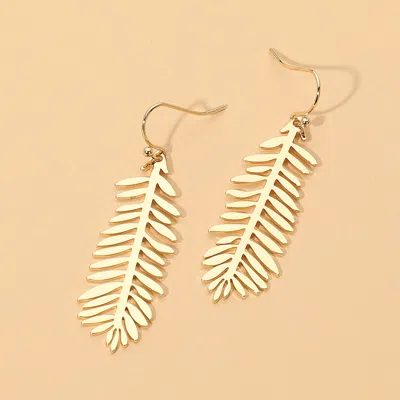 Fashnzfab Metal Fern Leaf Drop Earrings In Gold