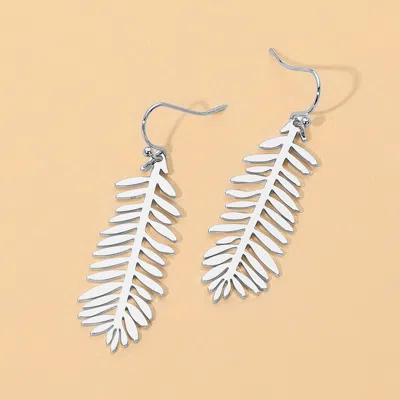 Fashnzfab Metal Fern Leaf Drop Earrings In Multi