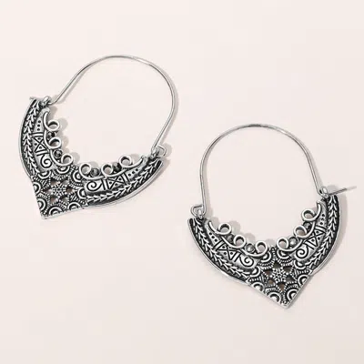 Fashnzfab Metal Filigree Bohemian Hoop Earrings In Multi