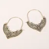 Fashnzfab Metal Filigree Bohemian Hoop Earrings In Silver