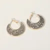 Fashnzfab Metal Filigree Crescent Hoop Earrings In Multi