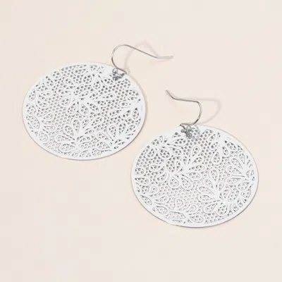 Fashnzfab Metal Filigree Disc Dangle Earrings In Metallic