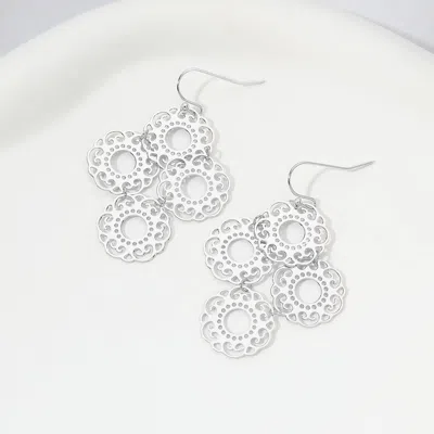 Fashnzfab Metal Filigree Disc Link Dropdown Earrings In Multi