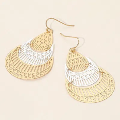 Fashnzfab Metal Filigree Layered Teardrop Dangle Earrings In Multi