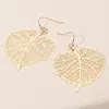 Fashnzfab Metal Filigree Leaf Dangle Earrings - Matte Gold In Multi