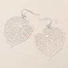 Fashnzfab Metal Filigree Leaf Dangle Earrings - Matte Silver In Silver